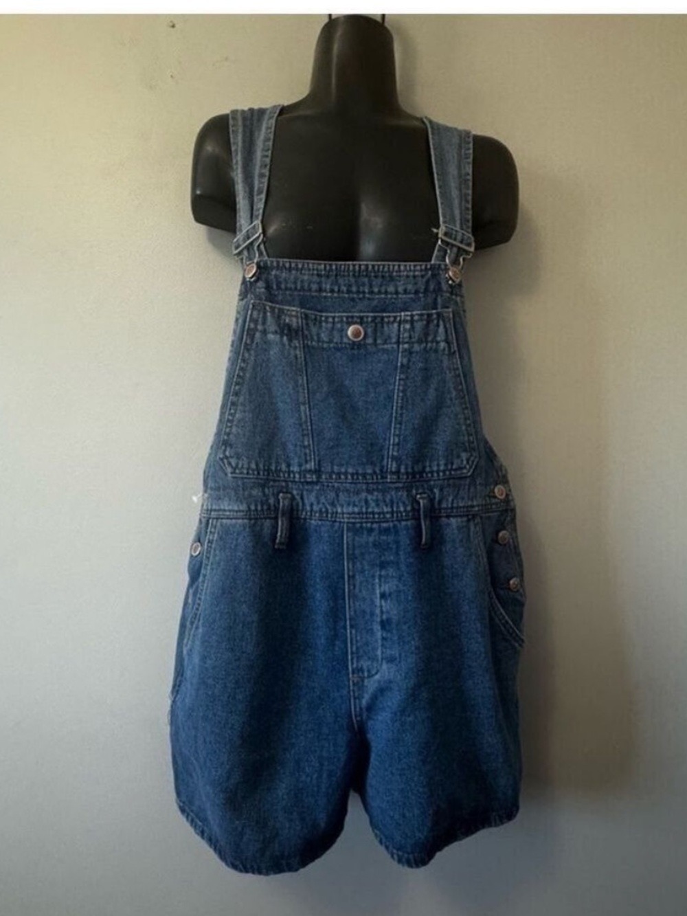 Vintage x Jonny Q Blue Denim Jumpsuit Short Jeans Medium Cotton